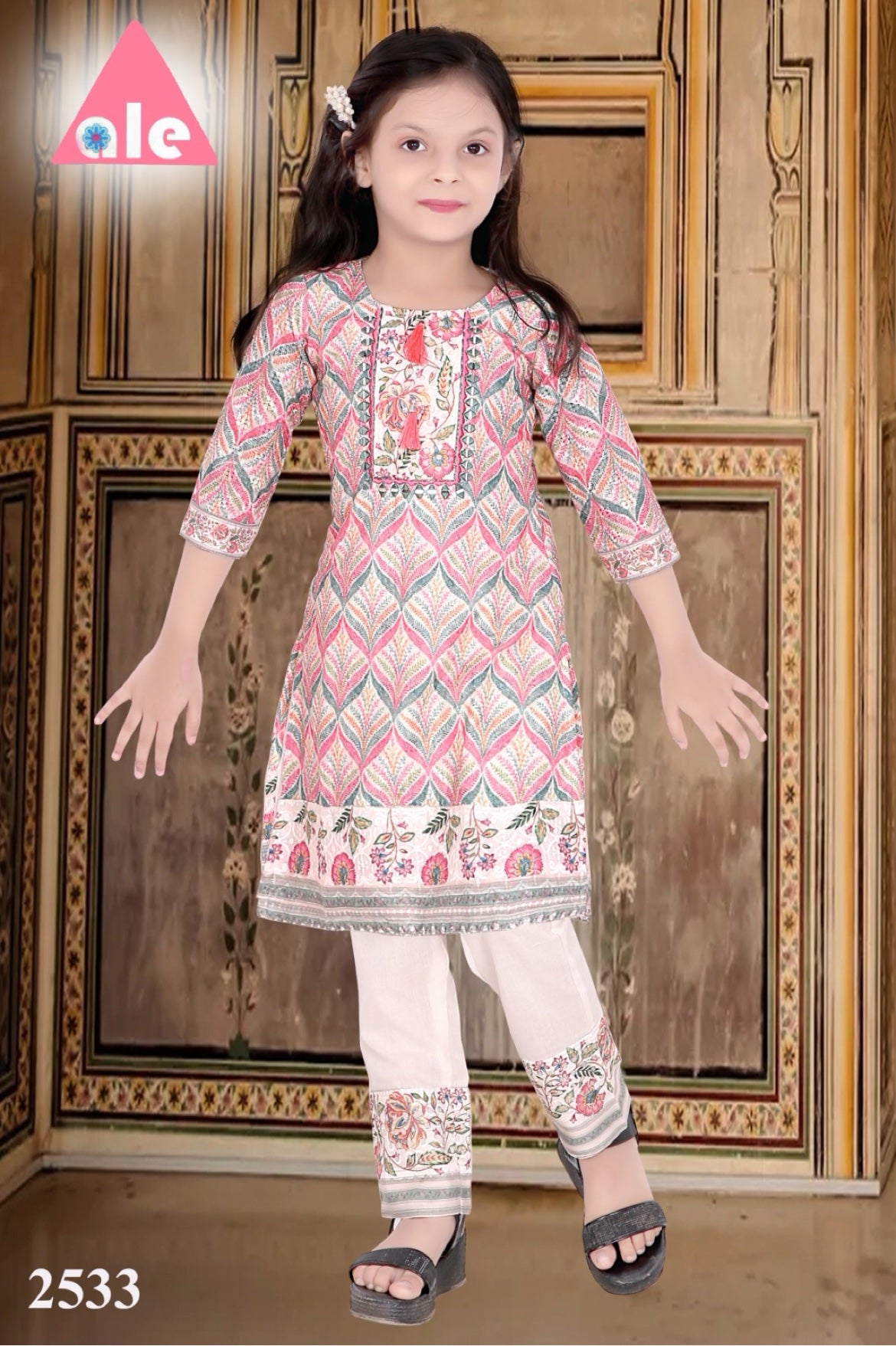 Floral Printed Kids Kurti Set with Pants