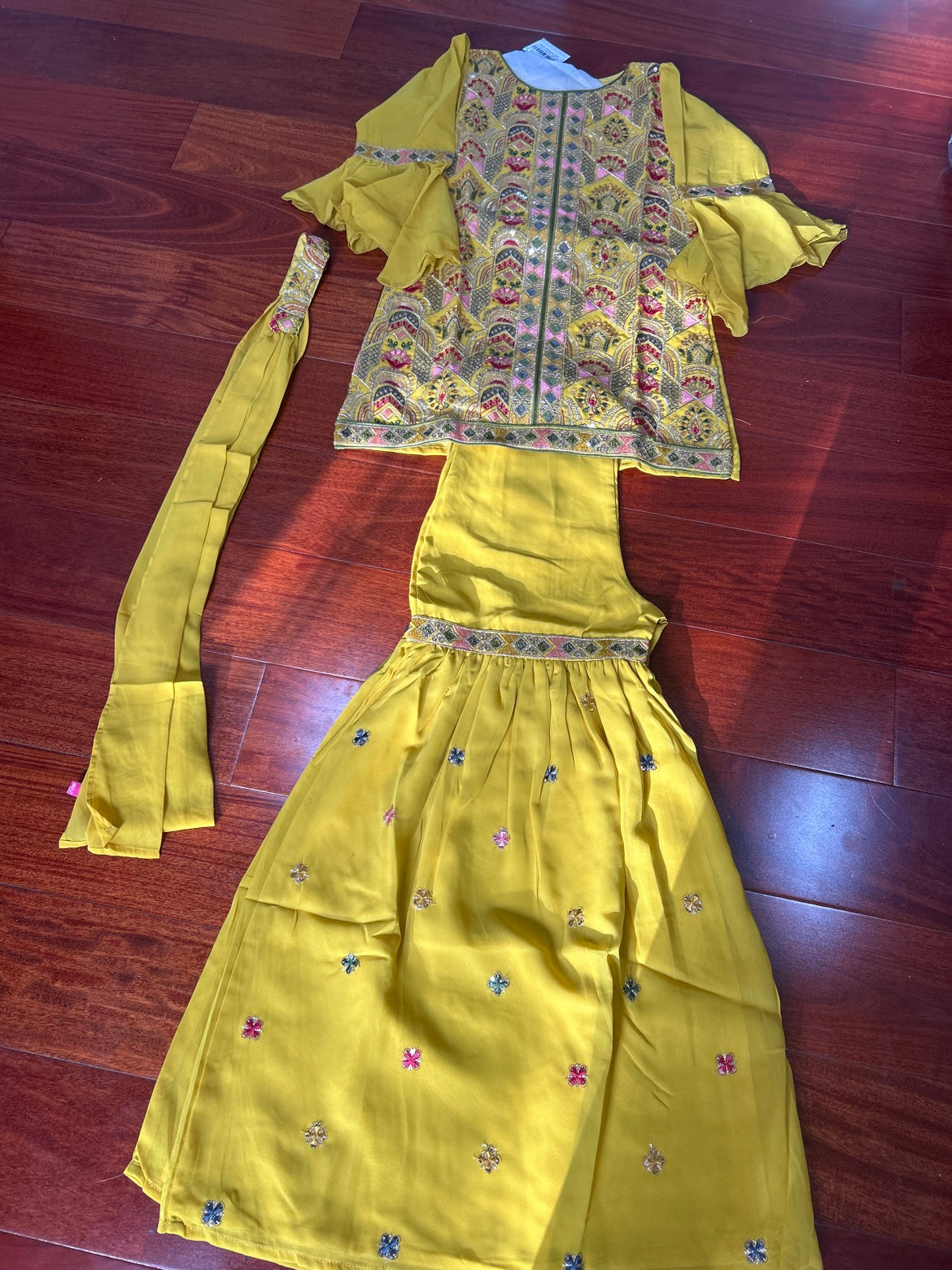 Embroidered Kids Kurta Sharara Set