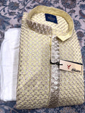 Kento Designer Kurta Set – Light Yellow with Thread & Sequin Embroidery, Size L