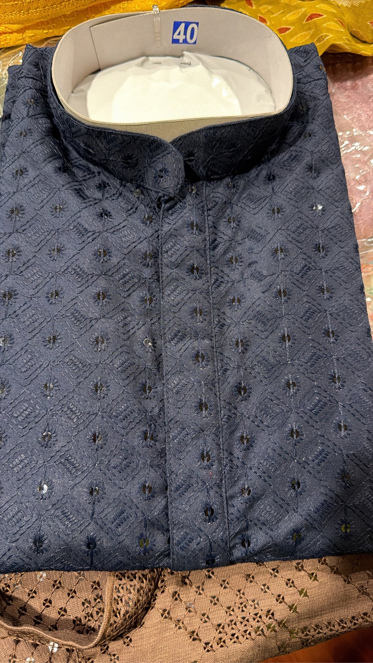 Blue Chikankari Sequin Kurta - Size 40