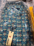 Kento Teal Floral Print Kurta – Size XL